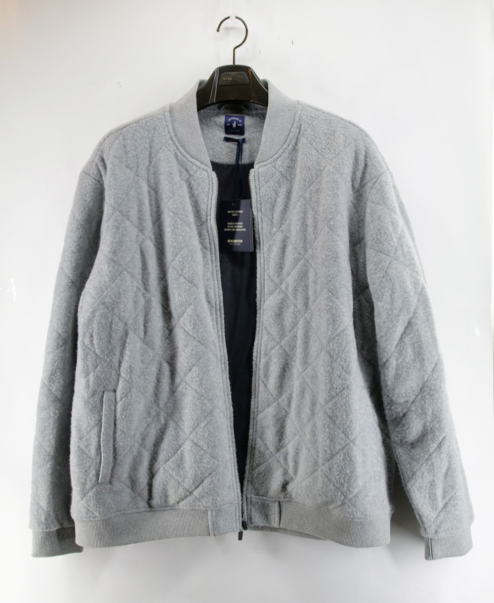 johnnie-O Men's Quilted Layering Fleece Jacket Light Gray Size XL